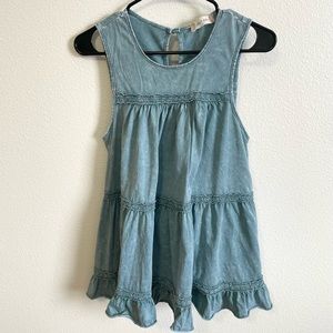 Altar’d State Size S Bleached Blue Lace Ruffle Tiered Tank Top